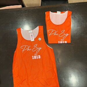 Phi Sigma Pinnie/Jersey Two Orange Mesh Tank Top